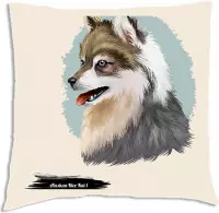 Sierkussen - Alaskan Klee Kai - Wit - 45 Cm X 45 Cm