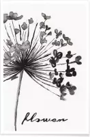 JUNIQE - Poster Flower -13x18 /Wit & Zwart