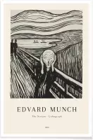 JUNIQE - Poster Munch - The Scream Lithograph -20x30 /Ivoor & Zwart