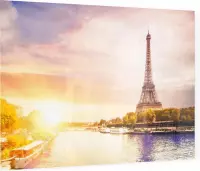 Eiffeltoren aan zonnige oevers van de Seine in Parijs - Foto op Plexiglas - 60 x 40 cm