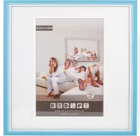 3D Houten Wissellijst - Fotolijst - 50x50 cm - Helder Glas - Licht Blauw / Wit met Spacer