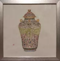 Fine Asianliving Chinees Schilderij Chinese Pot met Lijst B35xD3xH35cm