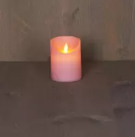 1x Roze LED kaars / stompkaars 10 cm - Luxe kaarsen op batterijen met bewegende vlam