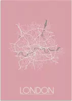 DesignClaud London Plattegrond poster Roze A2 + Fotolijst zwart