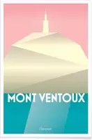 JUNIQE - Poster Mont Ventoux II -20x30 /Turkoois & Wit