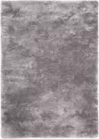 Handgeweven hoogpolig vloerkleed Curacao - zilver - 60x110 cm