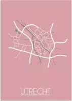 DesignClaud Utrecht Plattegrond poster Roze B2 poster (50x70cm)