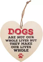 Decoratiebordje - Hart - Dogs are not our whole lives - Hout - 12x12cm