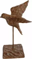 sculptuur Vogel in vlucht 26 cm polysteen bruin
