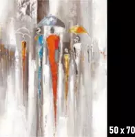 Canvas Schilderij * Abstracte Sfeer in de Regen * - Kunst aan je Muur - Modern - kleur - 50 x 70 cm