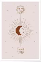 JUNIQE - Poster Moon and Sun -13x18 /Ivoor