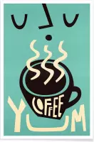 JUNIQE - Poster Yum Coffee -20x30 /Turkoois