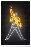 JUNIQE - Poster Neon Freddie Mercury -40x60 /Geel & Wit