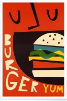 JUNIQE - Poster Yum Burger -13x18 /Geel & Oranje