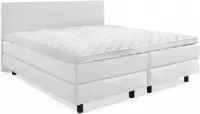 Beddenleeuw Boxspring Bed Mila - 200x220 - Incl. Hoofdbord + Matras - Lederlook Wit (Skai)