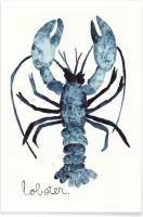 JUNIQE - Poster Lobster -20x30 /Blauw & Wit