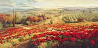 Roberto Lombardi - Red Poppy Panorama Kunstdruk 120x60cm