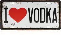 Wandbord – Mancave – I Love Vodka – Vintage - Retro -  Wanddecoratie – Reclame bord – Restaurant – Kroeg - Bar – Cafe - Horeca – Metal Sign - Grey Goose - Belvedere - 15x30cm
