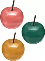 Atmosphera Créateur d'intérieur® | keramiek appel | set van 3 | rood geel groen | 9 x 7 cm | zomer decoratie