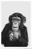 JUNIQE - Poster Chimpanzee II -13x18 /Grijs & Zwart