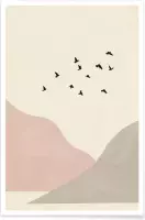 JUNIQE - Poster Flock Of Birds I -13x18 /Ivoor & Roze