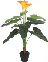 Kunst calla lelie plant met pot 85 cm rood en geel