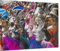 Gekleurd maskers tijdens carnaval in Venetië - Foto op Plexiglas - 90 x 60 cm