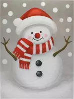 sticker sneeuwpop met glitter 29,5 x 40 cm rood/wit