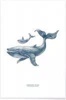 JUNIQE - Poster Humpback Whale II -13x18 /Blauw