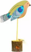 Decoratie vogel, hout, hoogte 27 cm, set van 2 stuks