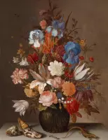 Stilleven met bloemen, Balthasar van der Ast, ca. 1625 - ca. 1630 op aluminium dibond