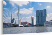 Schilderij - Erasmusbrug en bedrijfsgebouwen — 90x60 cm