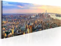 Schilderijen Op Canvas - Schilderij - New York Panorama 120x40 - Artgeist Schilderij