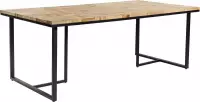 Checked - Eettafel - greywash grijs - geblokt parket - zwart stalen frame - rechthoek - 160x90