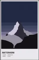 Walljar - Matterhorn Switserland Night - Muurdecoratie - Poster met lijst