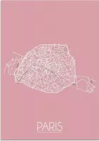 DesignClaud Parijs Plattegrond poster Roze A4 + Fotolijst wit