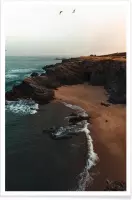 JUNIQE - Poster Portuguese Beach Coast with Birds -30x45 /Bruin