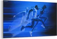 Schilderij - Mannen en vrouw rennen — 90x60 cm