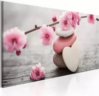 Schilderij - Zen: Cherry Blossoms, stenen en bloemen