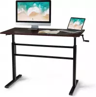 Zit Sta Bureau - Handmatig - Zwengel - Tafel - Hoogte en Lengte Verstelbaar - 120 x 60 x (75-113) cm