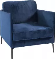 Fancy velvet - Fauteuil - blauw - velours - stalen pootjes - zwart