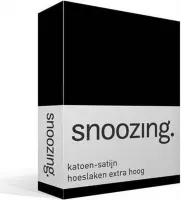 Snoozing - Katoen-satijn - Hoeslaken - Extra Hoog - Eenpersoons - 90x210 cm - Zwart