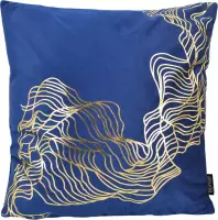 Velvet Isis Blue Kussenhoes | Fluweel - Polyester | 45 x 45 cm | Blauw - Goud
