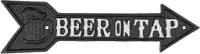 Clayre & Eef Tekstbord 32*1*8 cm Bruin Ijzer Beer On Tap Wandbord Quote Bord Spreuk