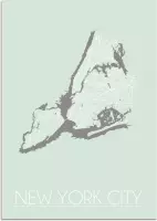 DesignClaud New York City Plattegrond poster Pastel groen A4 + Fotolijst zwart