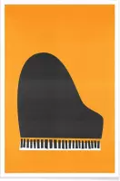 JUNIQE - Poster Grand Piano -40x60 /Grijs & Oranje