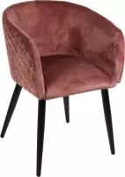Luxe eetkamerstoel - Eetkamerstoel - Stoel - Woonkamer - Eetkamer - Comfort - Comfortabel - Industrieel - Kwaliteit - Luxe - Luxieuze stoel - Design - Comfortabele stoel - Fluweel - Roze / Ro