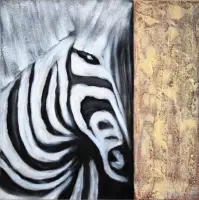 Schilderij zebra modern 60x60 Artello - handgeschilderd schilderij met signatuur - schilderijen woonkamer - wanddecoratie - 700+ collectie Artello schilderijenkunst