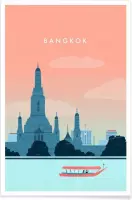 JUNIQE - Poster Bangkok - retro -30x45 /Roze & Turkoois