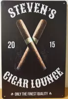 Steven's Sigaar cigar Lounge Reclamebord van metaal METALEN-WANDBORD - MUURPLAAT - VINTAGE - RETRO - HORECA- BORD-WANDDECORATIE -TEKSTBORD - DECORATIEBORD - RECLAMEPLAAT - WANDPLAA